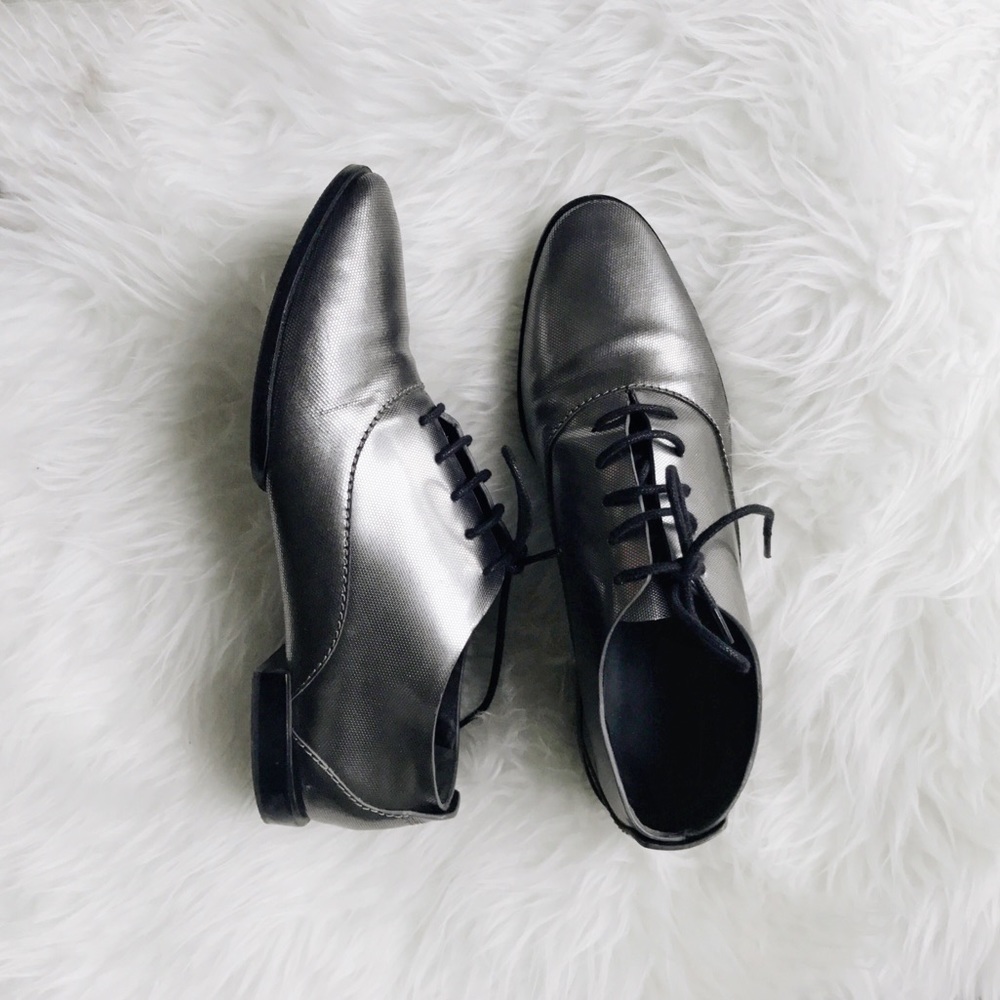 Alexander Wang Metallic Silver Oxfords